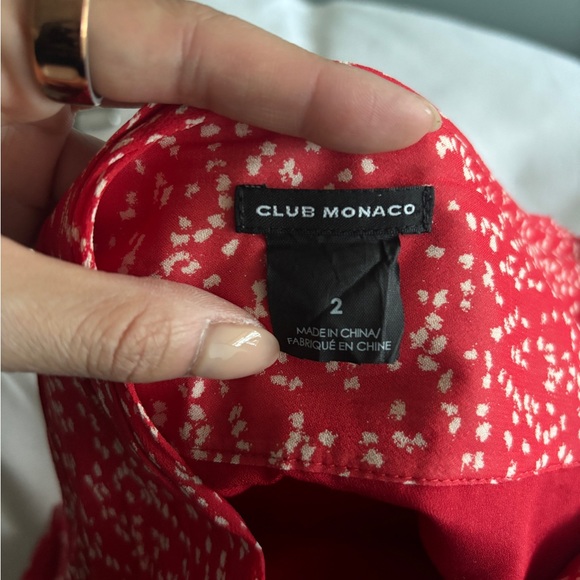 Club Monaco 100% Silk orange red Patterned Women's Skirt - Picture 3 of 4